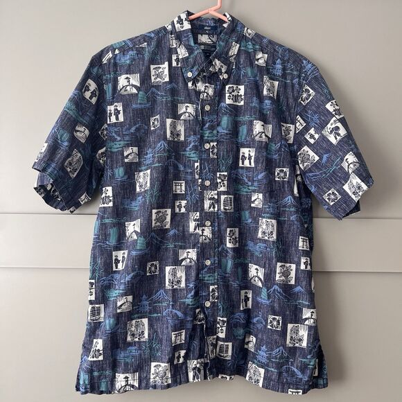 Reyn Spooner Other - Reyn Spooner Okinawan Village Aloha Shirt Mens Sz Medium Blue Classic Hawaiian